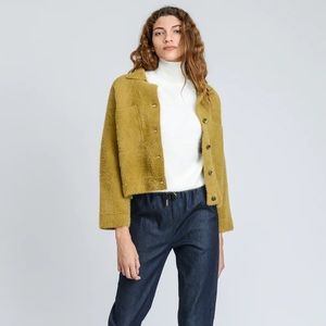 Six Crisp Days Lust Fuzzy Cropped Jacket — Mustard, Size M / L